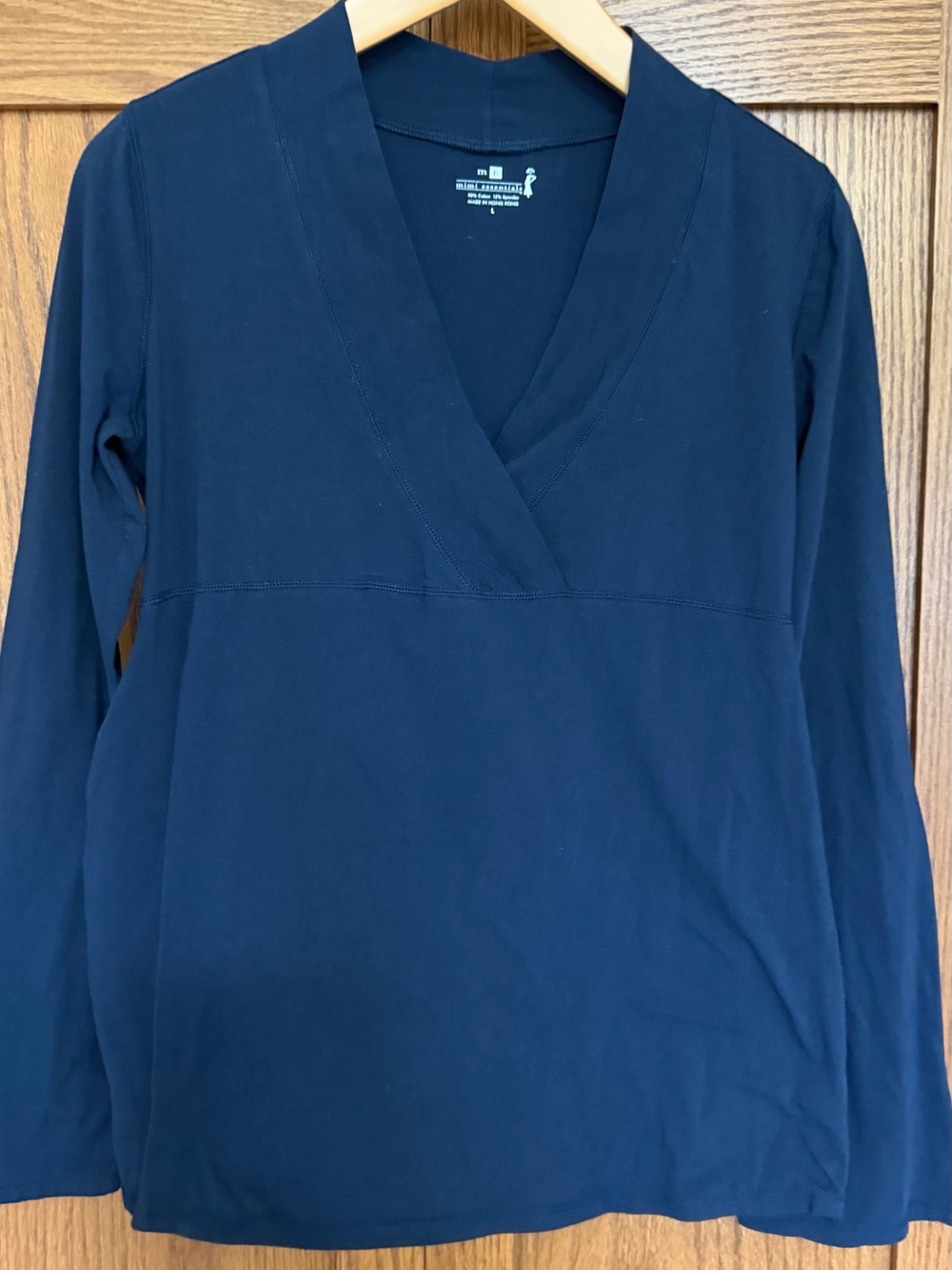 Mimi Maternity Navy Long Sleeve V-Neck Wrap Maternity Top